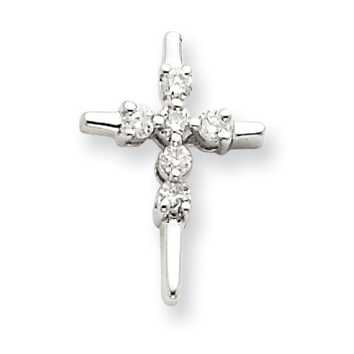 14kt White Gold 1/2in Diamond Cross Slide Pendant