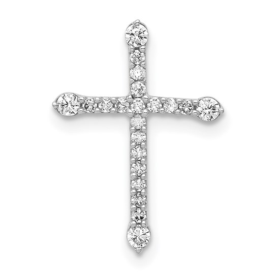 1/5 ct Diamond Cross Pendant 3/4in 14k White Gold