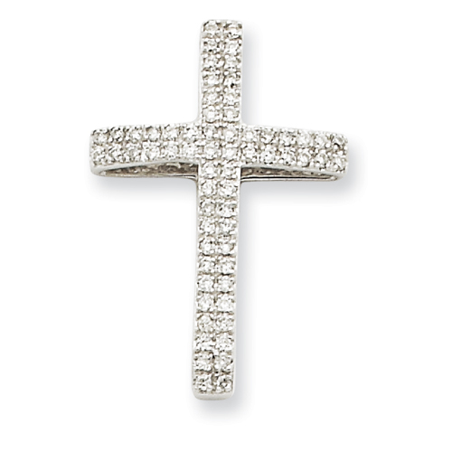 14k White Gold 1/4 ct Diamond Cross Pendant with Hidden Bail