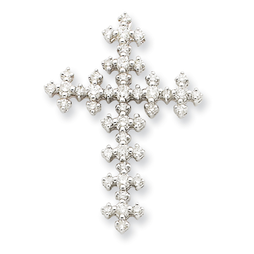 14kt White Gold 1 1/8in Diamond Celtic Cross Pendant