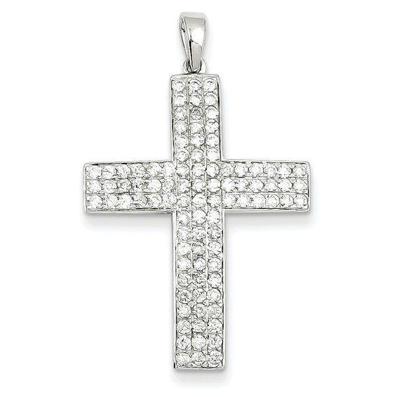 14kt White Gold 1 ct Diamond Latin Cross Pendant 1 1/8in