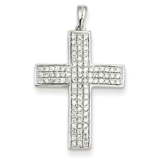 14kt White Gold 1/2 ct Diamond Latin Cross Pendant