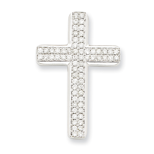 14k White Gold 1/2 ct tw Diamond Latin Cross Pendant 1 1/8in