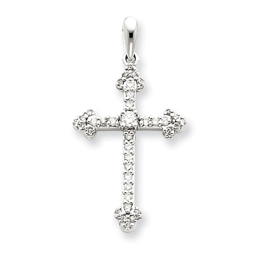 14kt White Gold 7/8in Diamond Cross Pendant