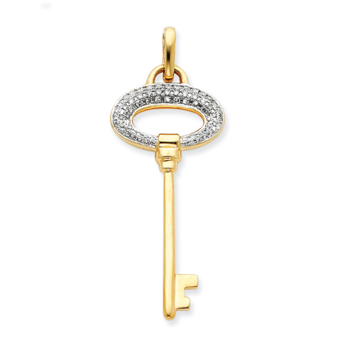 14kt Yellow Gold 1/3 ct Diamond Oval Key Pendant