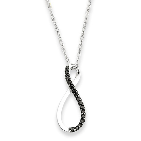 14kt White Gold 1/15 ct Black Diamond Infinity Necklace