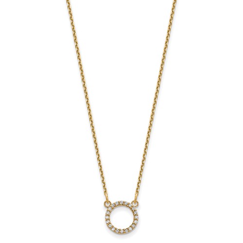 14k Yellow Gold .08 ct tw Diamond Small Circle Necklace
