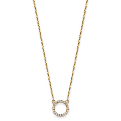 14k Yellow Gold .08 ct tw Diamond Small Circle Necklace