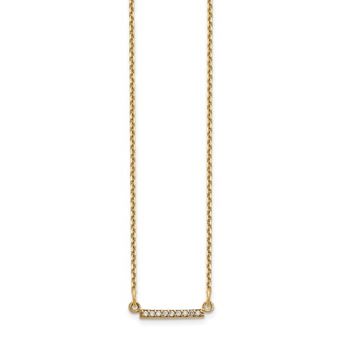 14k Yellow Gold .03 ct tw Diamond Tiny Bar Necklace