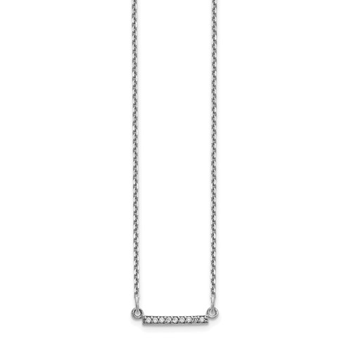 14k White Gold .03 ct tw Diamond Tiny Bar Necklace