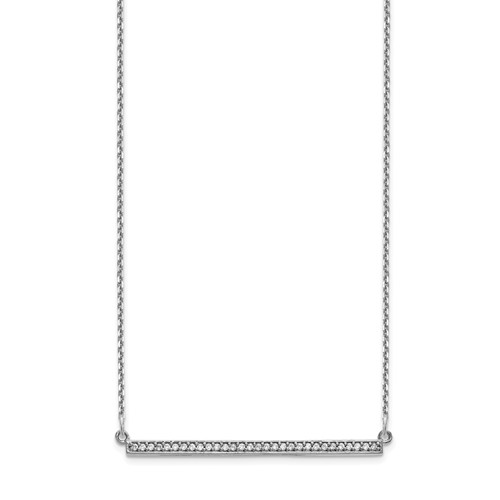 14k White Gold 1/8 ct tw Diamond Wide Bar Necklace