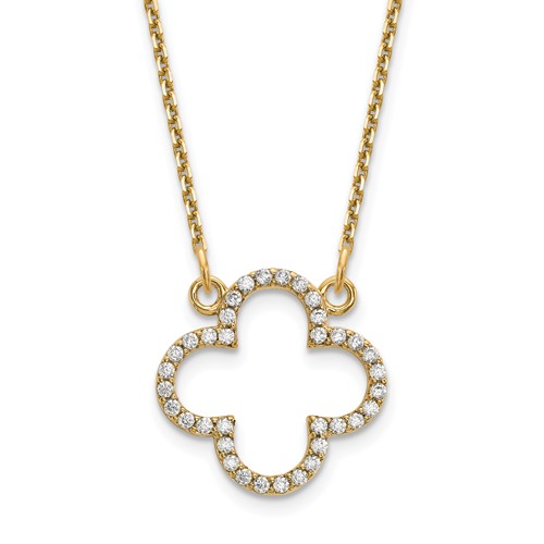14k Yellow Gold 1/4 ct tw Diamond Small Quatrefoil Necklace