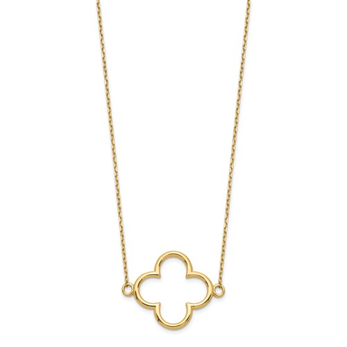 14k Yellow Gold Small Open Clover Necklace