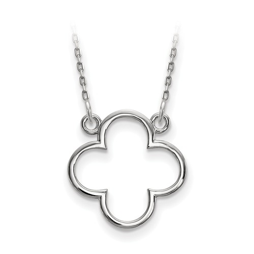 14k White Gold Small Quatrefoil Necklace