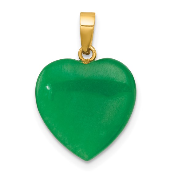 14k Yellow Gold Jade Heart Pendant