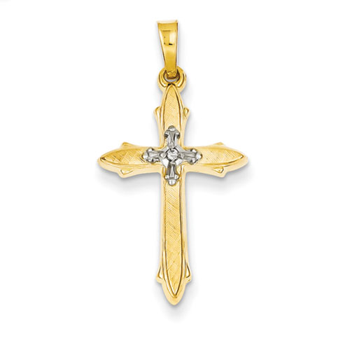 14kt Yellow Gold 15/16in Diamond Fleur de Lis Cross Pendant