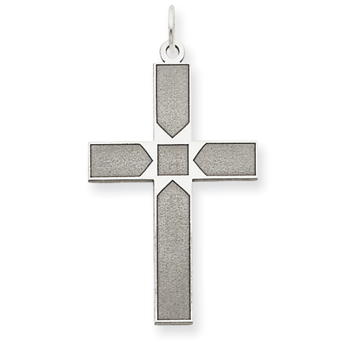 14kt White Gold 1in Laser Designed Cross Pendant with Square