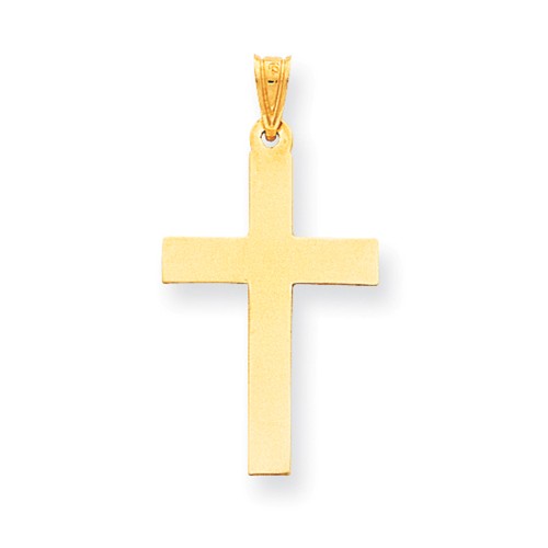 14k Yellow Gold 1in Satin Latin Cross Pendant