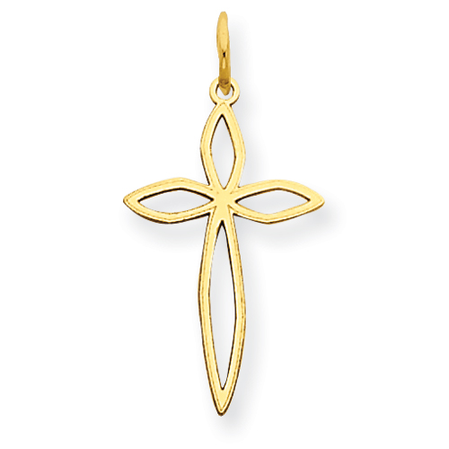 14k Yellow Gold Laser Cut Passion Cross Charm 5/8in