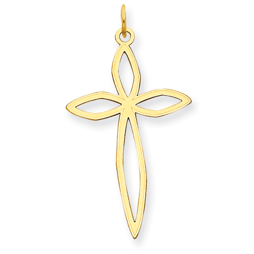 14kt Yellow Gold 1in Cut-Out Passion Cross