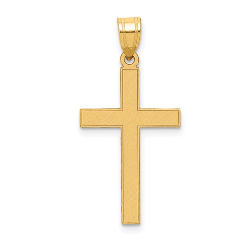 14k Yellow Gold 7/8in Polished Florentine Cross Pendant