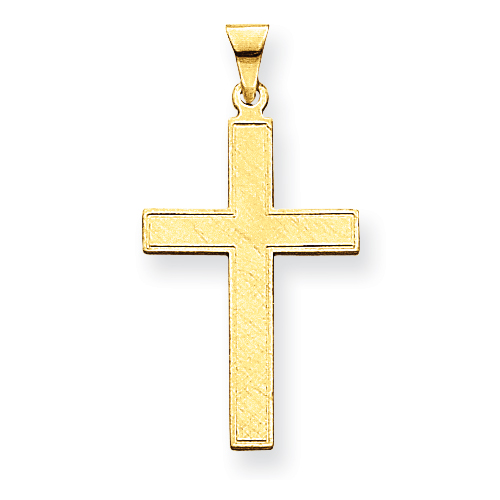 14k Yellow Gold Polished Florentine Cross Pendant 1in