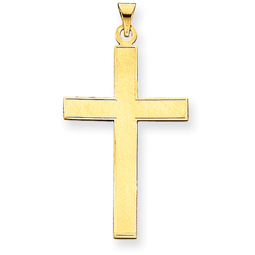 14k Yellow Gold Polished Florentine Cross Pendant 1 1/2in
