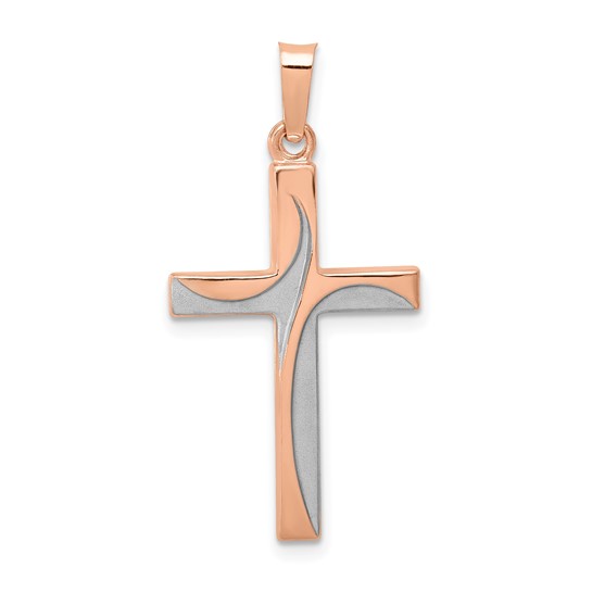 14k Rose Gold and Rhodium Holy Spirit Cross 1in