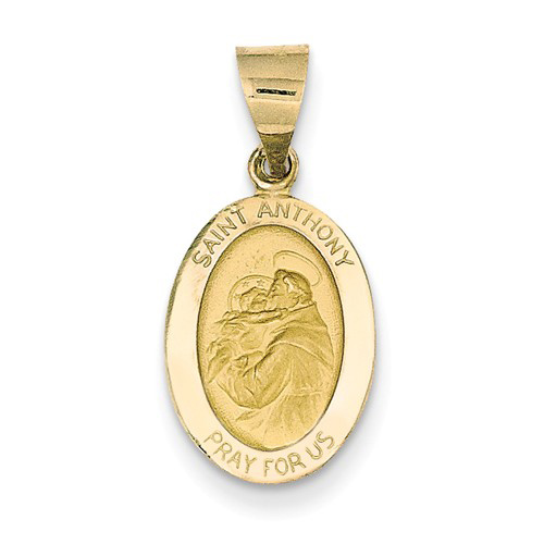 14kt Yellow Gold 5/8in Oval Hollow St Anthony Medal