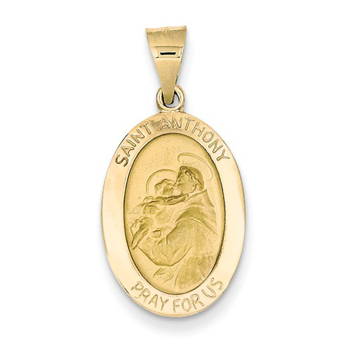 14kt Yellow Gold 3/4in Oval Hollow St Anthony Medal