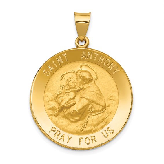 14k Yellow Gold Hollow St. Anthony Medal 1in