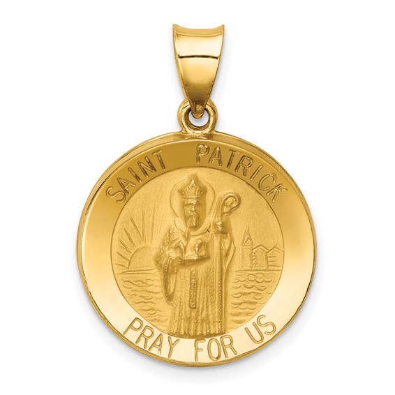 14k Yellow Gold Small Hollow St. Patrick Medal