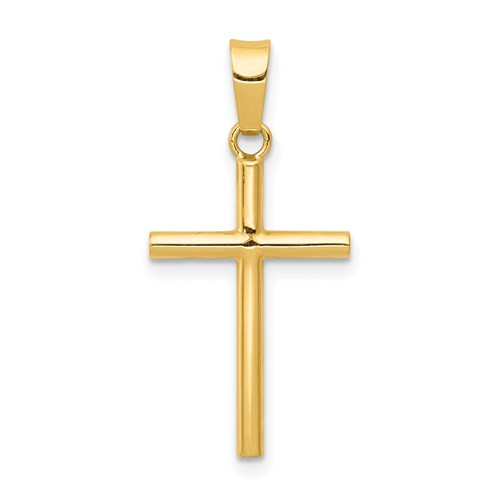14k Yellow Gold Tube Latin Cross Pendant 3/4in