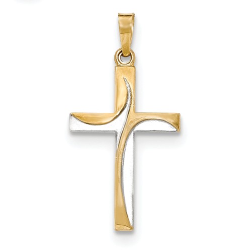 14k Two-tone Gold 1in Holy Spirit Cross Pendant