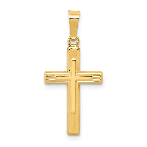 14k Yellow Gold Cross in a Cross Pendant 3/4in
