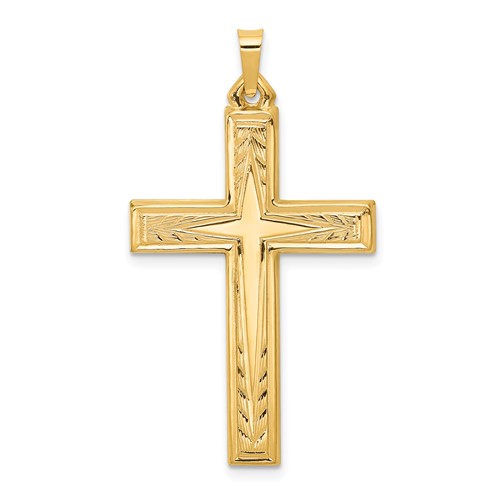 14k Yellow Gold Latin Cross with Pointed Cross Design 1.25in