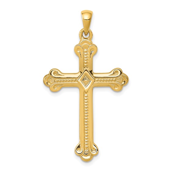 14kt Yellow Gold 1 1/4in Budded Cross Pendant