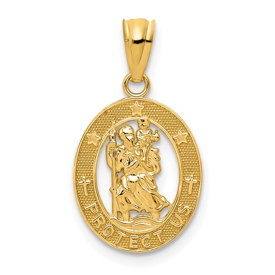 14kt Yellow Gold 1/2in St Christopher Cut-out Charm