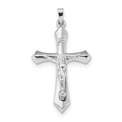 14k White Gold Passion INRI Crucifix Pendant 1 3/8in