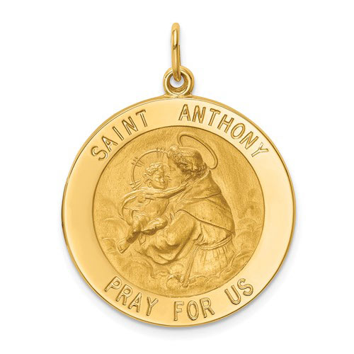 14k Yellow Gold Saint Anthony Medal 1in