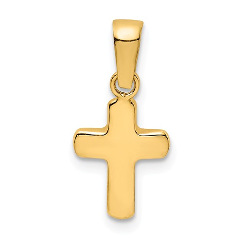 14k Yellow Gold Polished Hollow Latin Cross Pendant 3/8in