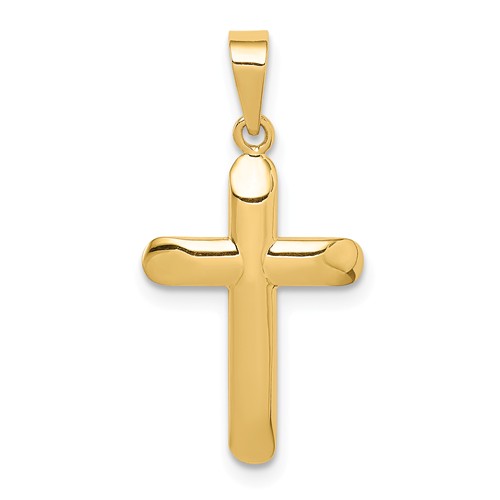 14k Yellow Gold Hollow Rounded Latin Cross Pendant 5/8in