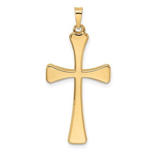 14k Yellow Gold Hollow Crusader Cross Pendant 1.25in