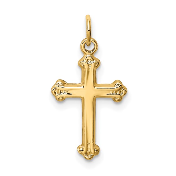 14kt Yellow Gold 5/8in Flat Budded Cross Charm
