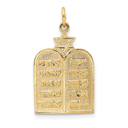 14k Yellow Gold Ten Commandments And Star Pendant 3/4in