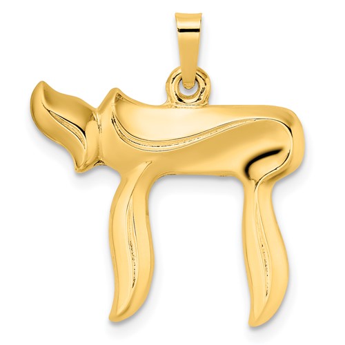 14k Yellow Gold Hollow Chai Symbol Pendant Polished Finish 3/4in
