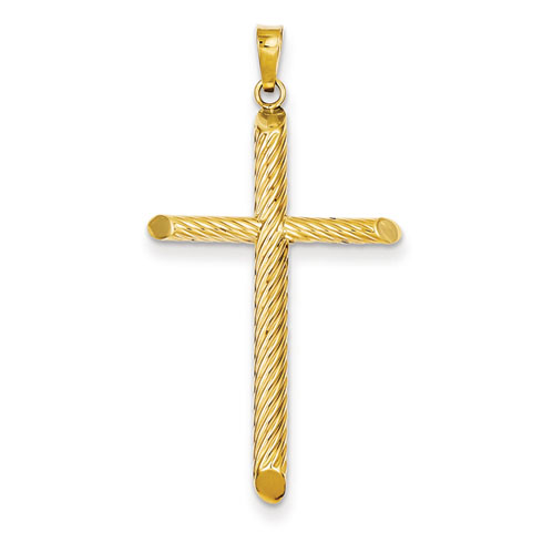 14kt Yellow Gold 1 1/4in Hollow Ribbed Cross