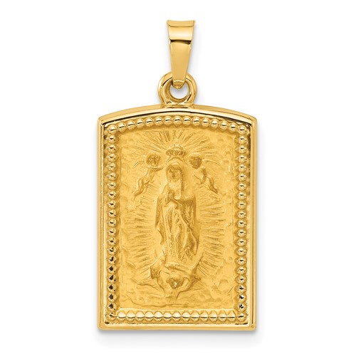 14k Yellow Gold Rectangular Our Lady of Guadalupe Medal