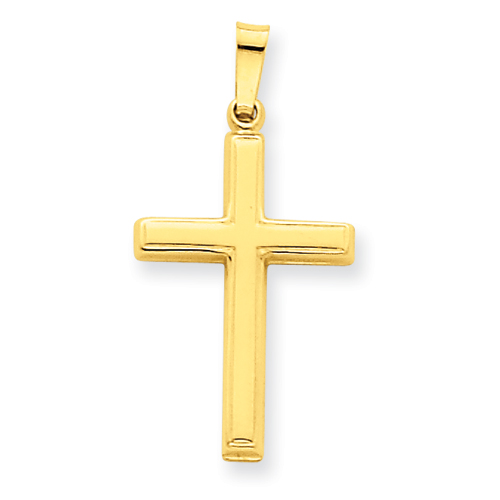 14kt Yellow Gold 3/4in Hollow Outline Cross Pendant