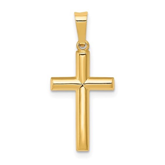 14kt Yellow Gold 11/16in Hollow Latin Cross